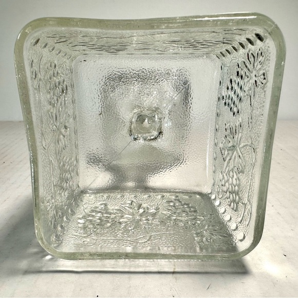 Indiana Glass Clear Raised Harvest Grape Design Square Pedestal Candy Dish - Picture 7 of 12